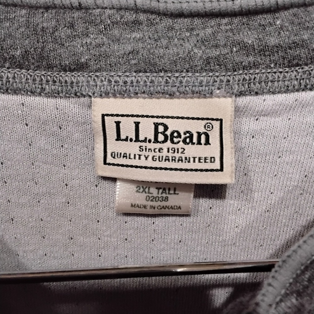 LL Bean Men 2XL Tall Grey Wool Blend Double Layer Henley Long Sleeve Shirt 02038 - Picture 3 of 8